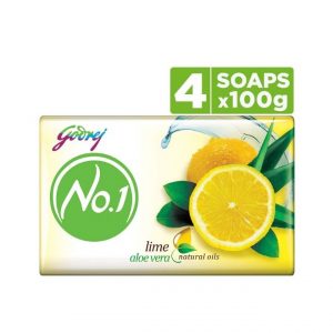 Godrej No.1 Bathing Soap – Lime & Aloe Vera, 100g (Pack of 4)