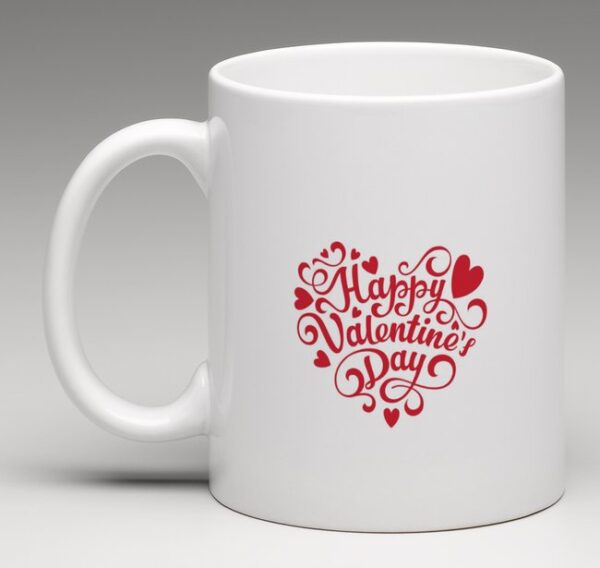 Craftgenics Happy Valentine's Day text lettering Heart Shape Coffee Mug