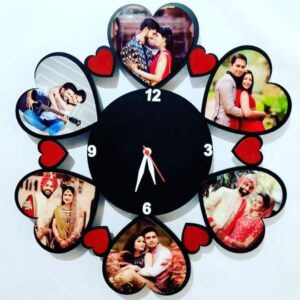 Heart Design Personalized MDF Photo Wall Clock