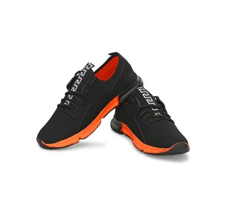 Black Orange Lace Up Sport Shoes For Men – CyberKart