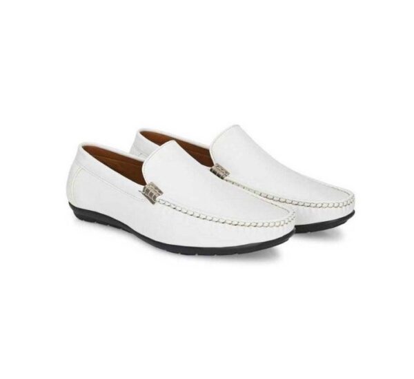 Faux Leather Look Casual Slip On Formal White Loafer Shoes for Men