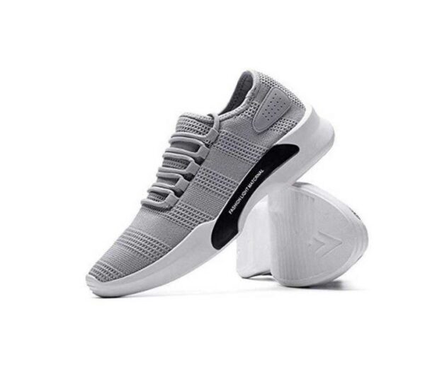 Grey Lace Up Sneakers Shoes For Men