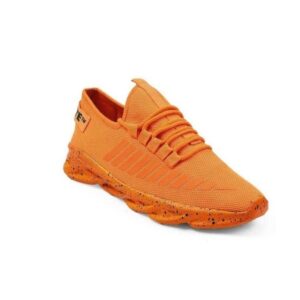 Orange Lace Up Sport Shoes For Men
