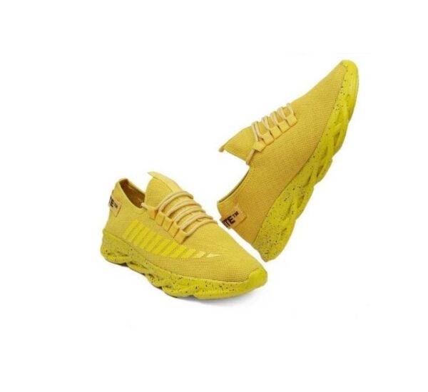 Yellow Lace Up Sport Shoes For Men